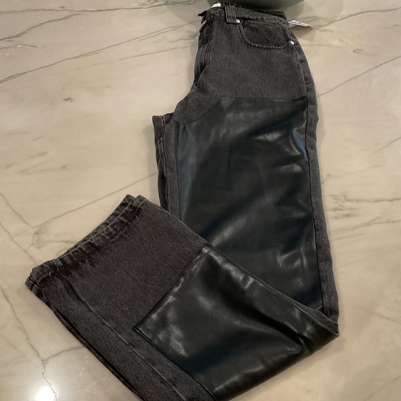 Avec Les FILLES Jeans black Leather Panel pants Sz 28 / US 6 NWT - Picture 5 of 11